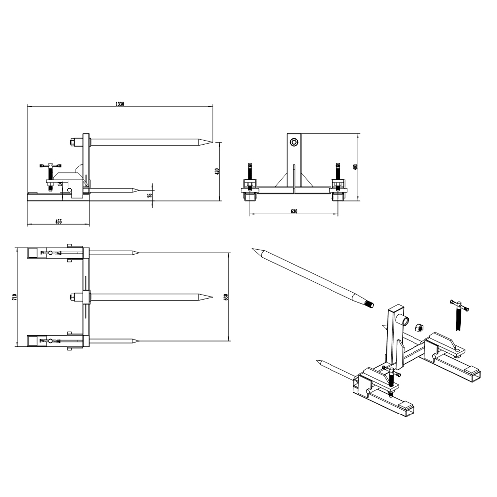 Clamp on bale spear details