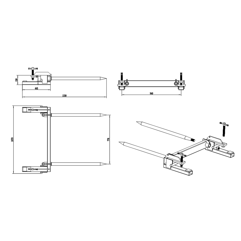 Clamp on bale spear details