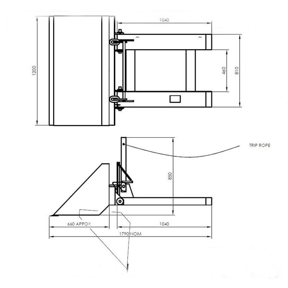 Forklift dump hopper bucket details