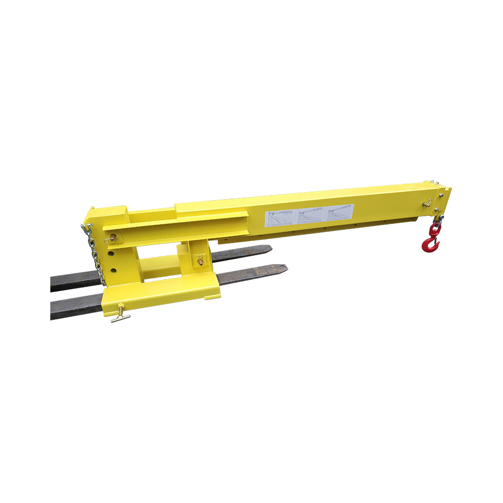 Fork mounted adjustable hoist pivoting jib details